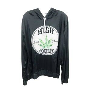 High Society 420 Pot Leaf Hoodie Gray Women L